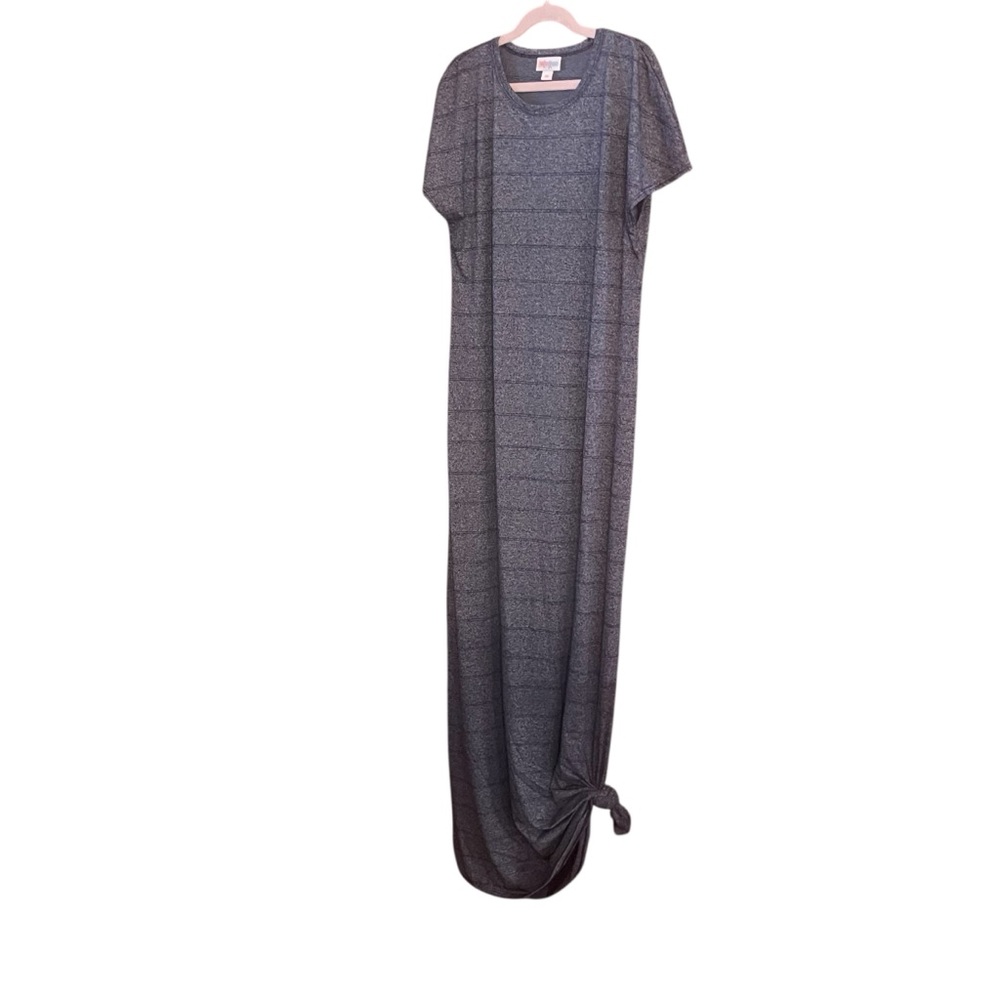 LulaRoe Maria Womens Size XS Striped Blue Short Cap Sleeve Maxi Dress Casual